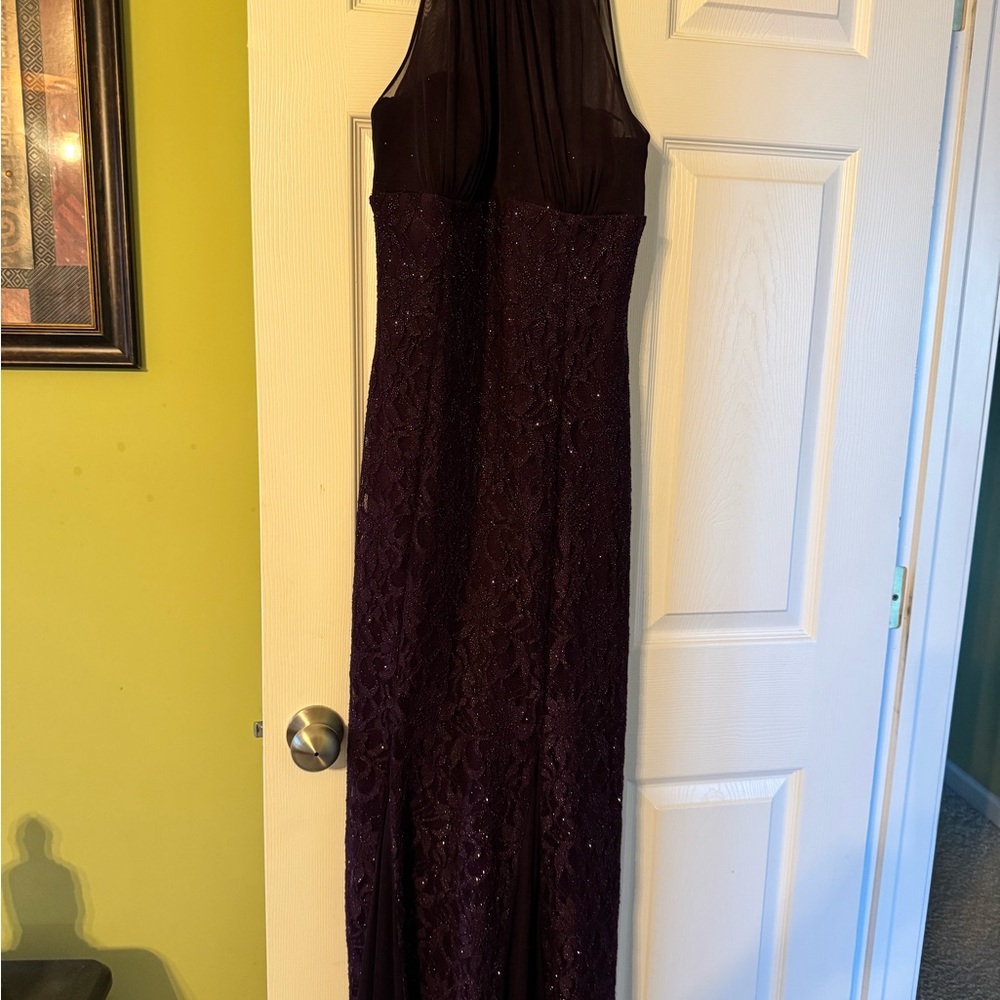 Night Way Collections Deep Purple Sequins and Glitter Mesh Formal